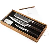 Forged Sebra Messenset 3pcs - Koksmes, Hakbijl, Huishoudmes