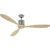 CasaFan AEROPLAN ECO 132 BN-NT Flügel Massivholz natur Plafondventilator 27 W (Ø x h) 132 cm x 310 mm Chroom (geborsteld) Met afstandsbediening, Timer, Met
