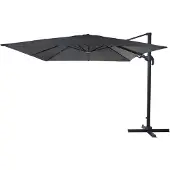 Mendler Zweefparasol -A96, 3x4m (Ø5m) draaibaar, polyester/aluminium 26kg ~ antraciet zonder voet