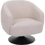 MCW Lounge fauteuil -J76, draaibare cocktail fauteuil, bouclé stof metaal ~ crème-beige