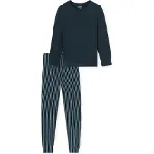 Schiesser Pyjama lange - Dames Pyjamaset - donkerblauw
