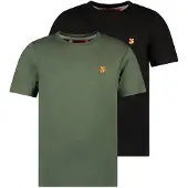 TYGO & vito T-shirt - zwart/donkergroen (set van 2) Jongens Jersey Ronde hals - maat 146/152