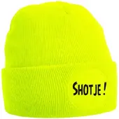 Beechfield Muts met tekst Shotje *Neon geel