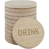 Combicraft houten munten met gravering 'Drink' 29mm - per 100 stuks