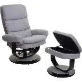 Mendler Relaxfauteuil -C16, TV-fauteuil TV-fauteuil met opbergvak, MVG-gecertificeerd ~ stof/textiel lichtgrijs
