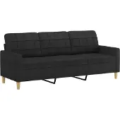 vidaXL Driezitsbank 180 cm stof zwart