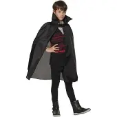 Boland Halloween dracula verkleed cape voor kinderen - zwart - met kraag - 75 cm lang - carnaval