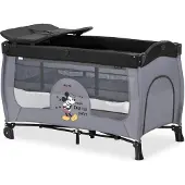 Hauck Sleep N Play Center - 120 x 60 cm - campingbedje - bodemverhoger - verschoonblad - wielen zijopening - Mickey Mouse Grey