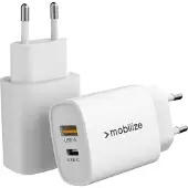 Mobilize Wall Charger USB-C + USB 25W with PD/PPS White