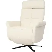 Mendler Relaxfauteuil -L10, design TV-fauteuil TV-fauteuil relaxfauteuil, draaibare relaxfunctie, volledig leer ~ crème-wit