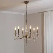 Lucea Kroonluchter kristal Adone, dimbaar, messing / goud, Woon-/ Eetkamer, metaal, kroonluchter