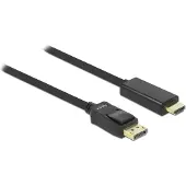 DeLOCK Displayport-HDMI-kabel, 3,0 m, verguld, zwart