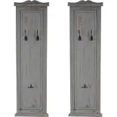 MCW Set van 2 kapstokken T33, wandkapstok kapstokpaneel, wandhaken hout 109x28x4cm ~ grijs shabby