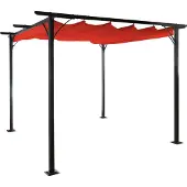 Mendler Pergola -C42, tuinpaviljoen, stevig 6cm frame + schuifdak ~ 3,5x3,5m terracotta