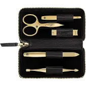 Zwilling Premium manicureset 5-delig met compacte nagelknipper leer, in zwart Manicureset 1 st