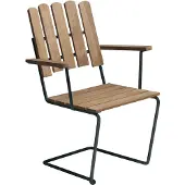 Grythyttan Stålmöbler A2 fauteuil Onbehandeld teak-zwart