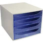 Exacompta Classic Ladekastje Kunststof Blauw, grijs 4 Lades 28,4 x 34,8 x 23,4 cm