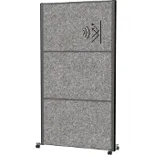 MAUL verplaatsbaar wandsysteem MAULconnecto, insteekmodules, 3x akoestisch vlies donker, klittenband, op wielen, H 1800 x B 1000 mm, antraciet