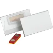 Durable Duurzaam naamplaatje, draaibaar, magnetische sluiting, 25 stuks, 40 x 75 mm, transparant