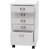 MCW Verrijdbare ladekast -L49, stalen ladekast archiefkast, metaal 75x40x41cm 5 laden ~ wit