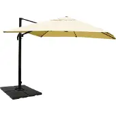 Mendler Zweefparasol -A96, 3x4m (Ø5m) polyester aluminium/staal 26kg ~ crème met standaard