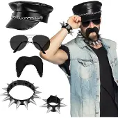 Boland Rocker set luxe | verkleedset biker (zwart en zilver)