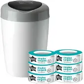 Tommee tippee Simplee Sangenic luieremmer starterset met 6 navulcassettes, voor gegarandeerde bescherming tegen vieze geurtjes en bacteriën*, 100% gerecycled frame