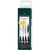 Faber-Castell fineliner - tekenstift - fineliners + brushpen - Pitt Artist Pen - 4-stuks - zwart - FC-167100