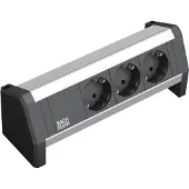 Bachmann desktop stekkerdoos met Wieland GST18 installatiestekker en 3 contacten / zwart/zilver