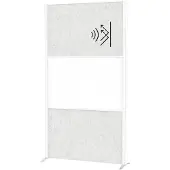 MAUL scheidingswandsysteem MAULconnecto, 2 x lichtgekleurd akoestisch vlies, 1 x whiteboard, bevestiging met klittenband, staander, H 1800 x B 1000 mm, wit