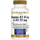 Golden naturals Vitamine K2 45mcg & D3 25mcg Tabletten