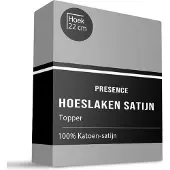 Presence Topper Hoeslaken - Katoen Satijn - Zilver 80 x 200 cm