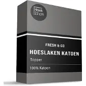 Fresh & Co Topper Hoeslaken Verkoelend - Katoen - Antraciet 80 x 200