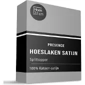 Presence Splittopper Hoeslaken - Katoen Satijn - Zilver 160 x 200 cm