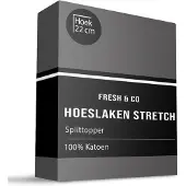 Fresh & Co Splittopper Hoeslaken - Katoen Jersey Stretch - Antraciet