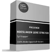 Presence Splittopper Hoeslaken- Mako Jersey Katoen - Licht Grijs 160 x
