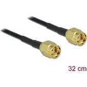 DeLOCK RP-SMA (m) - RP-SMA (m) kabel - RG174 - 50 Ohm / zwart - 0,30 meter
