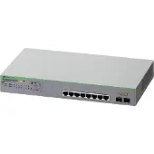 Allied Telesis AT GS950/10PS V2 - Switch - Intelligent - 8 x 10/100/1000 (PoE+) + 2 x 1000Base-X - Geschikt voor plaatsing op een bureau, in een rack of aan de muur - PoE+ (75 W)