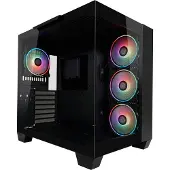 LC-Power 809-B-ON Dark Storm_X Midi-tower Gaming-behuizing Zwart Zijvenster, 4 voorgeïnstalleerde LED-ventilators