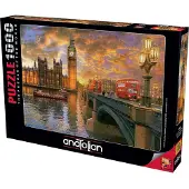 Perre/Anatolian 1023 puzzel 1000 st. Zonsondergang bij Westminster door Dominic Davison (1000 onderdelen)