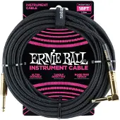 Ernie Ball Braided - Instrumentkabel - Jack Recht/Haaks - 5,5 Meter - Zwart/Goud - Dubbelgeleider - Gevlochten Mantel
