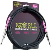 Ernie Ball 6048 geweven gitaar kabel 3 meter zwart 2x rechte jack 6,35 mm