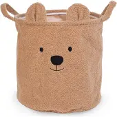 Childhome Teddy Opbergmand 40 x 40 x 40 cm - Speelgoedmand in Zachte Teddystof met Berenoortjes - Ook als Wasmand Babykamer of Decoratie - Stevige Binnenvoering - Lichtgewicht - Bruin