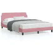 vidaXL Bedframe met hoofdeinde "Dover", roze, 140x200 cm, fluweel