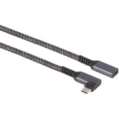 S-Conn USB-C verlengkabel | haaks (links/rechts) | USB3.1 10 Gbps | PD 100W | 4K 60Hz | nylon | 1,5 meter
