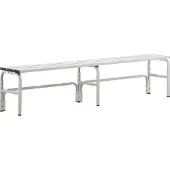 Sypro Kleedkamerbank, rvs buis/aluminium, enkel, L 1500 mm, lichtgrijs