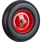 Relaxdays kruiwagenwiel rubber - bolderwagenwiel met as - antilekband stalen velg zwart