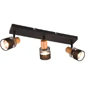 TRIO 3 Lichts Opbouwspot Nandini Zwart Met Hout