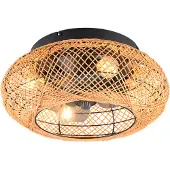 Reality Plafondventilator Lillesand met licht, stil, Ø 50 cm, afstandsbed, bruin / roest, Woon-/ Eetkamer, metaal