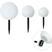 QAZQA Set van 3 buiten vloerlampen wit incl. LED solar IP44 - Ludger